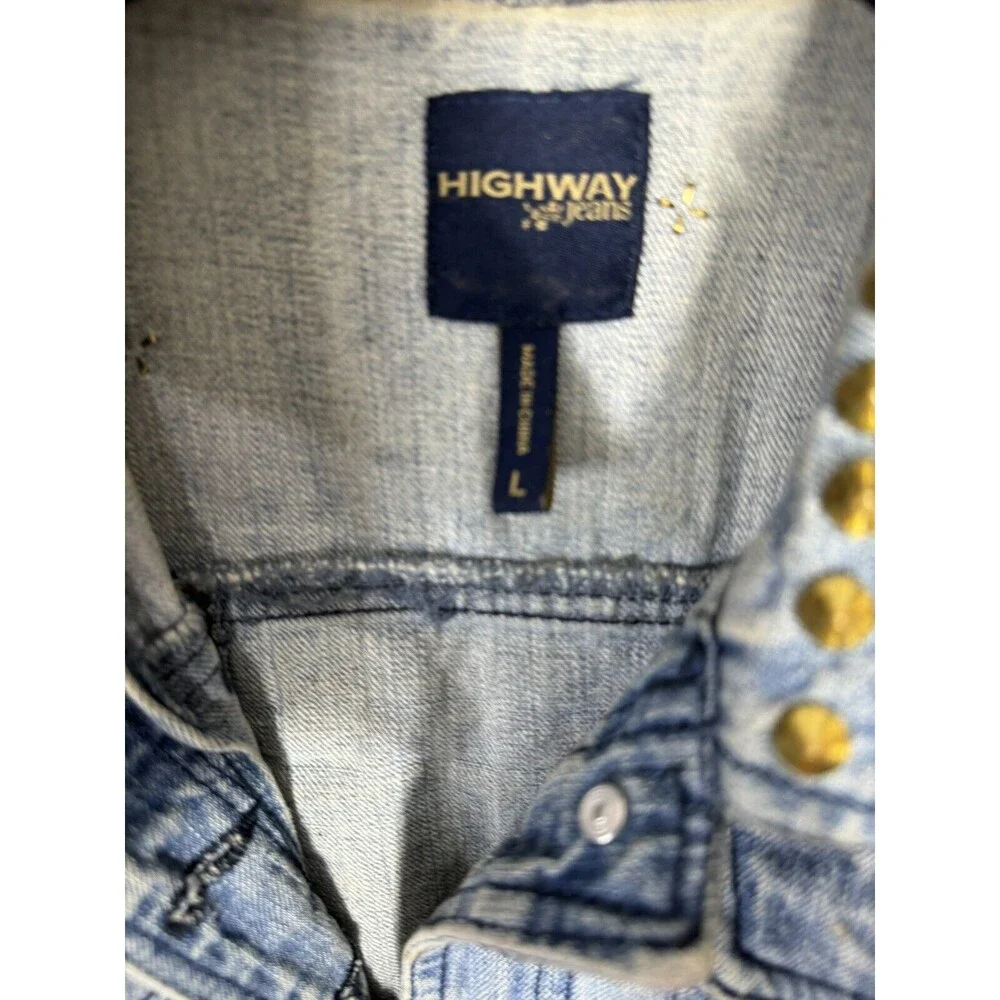 Custom Fox‎ Fur Denim Spiked Jacket Jeans Rock Metal Punk Luxury Glam Large - Picture 7 of 7